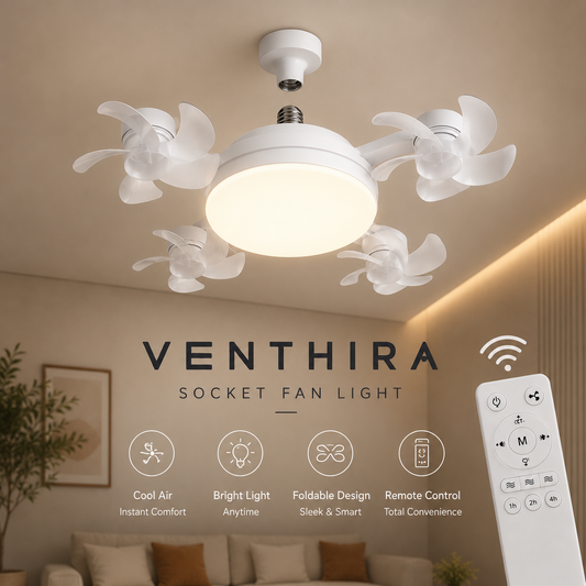 Venthira | Ventilador de Techo con Luz LED 2 en 1 y Control Remoto